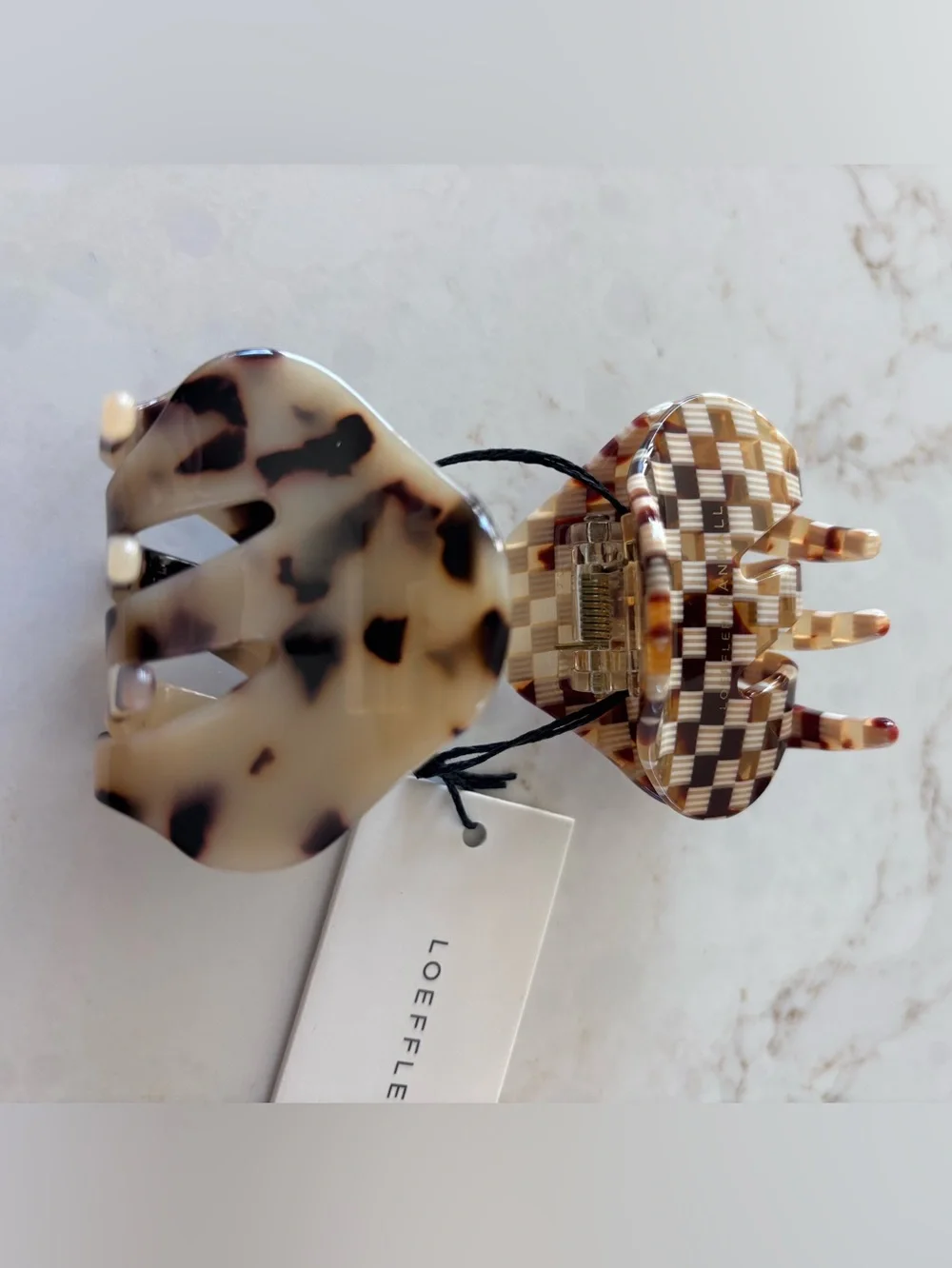 Loeffler Randall Tortoiseshell Pattern Hair Claw Duo, Cream & Brown NWT, 2 piece